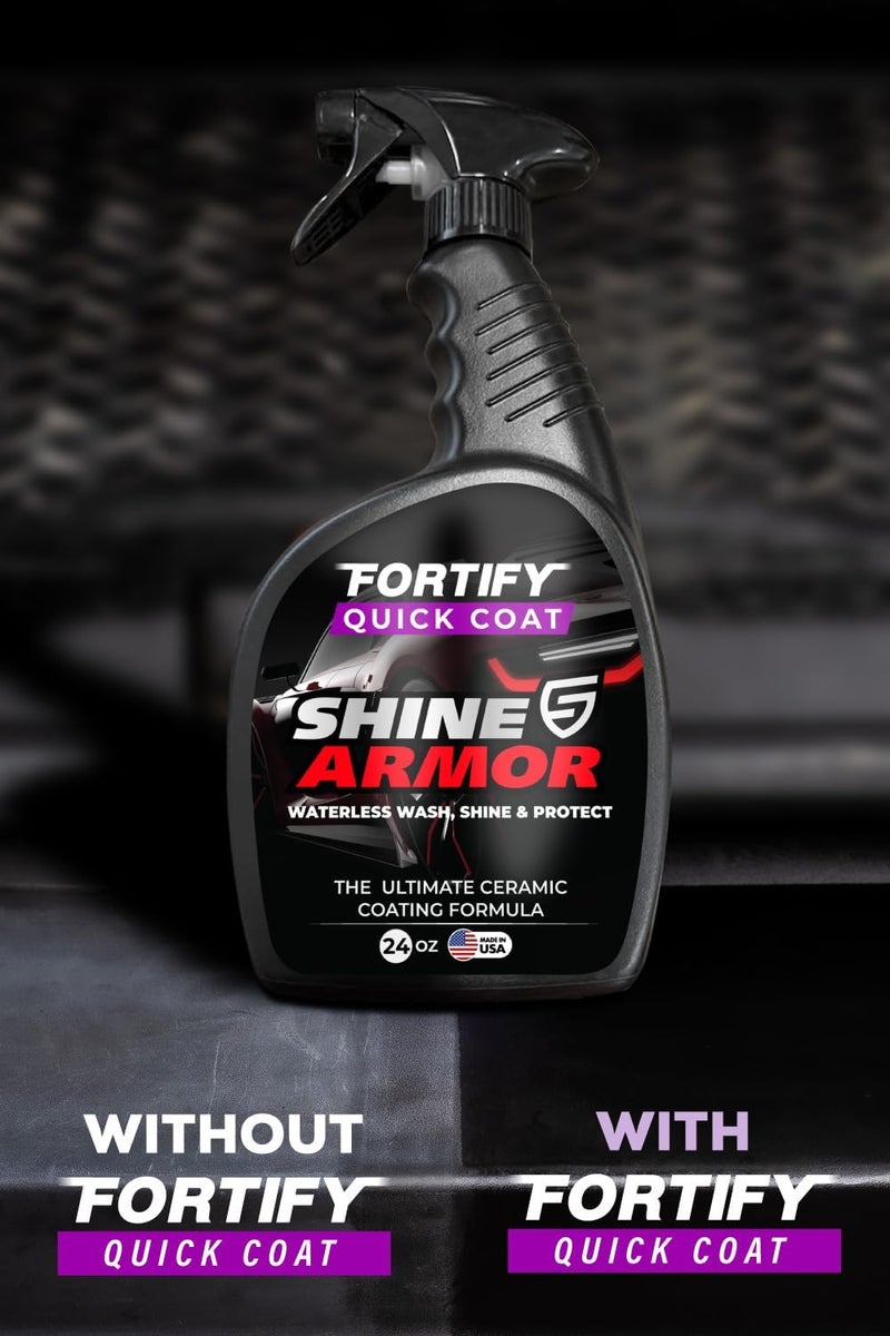 SHINE ARMOR Ceramic Coating Fortify Quick Coat Car Wax Polish Spray Waterless Wash & Wax Hydrophobic Top Coat Polish & Polymer Paint Sealant Detail Protection (24 Fl Oz) - Image 3
